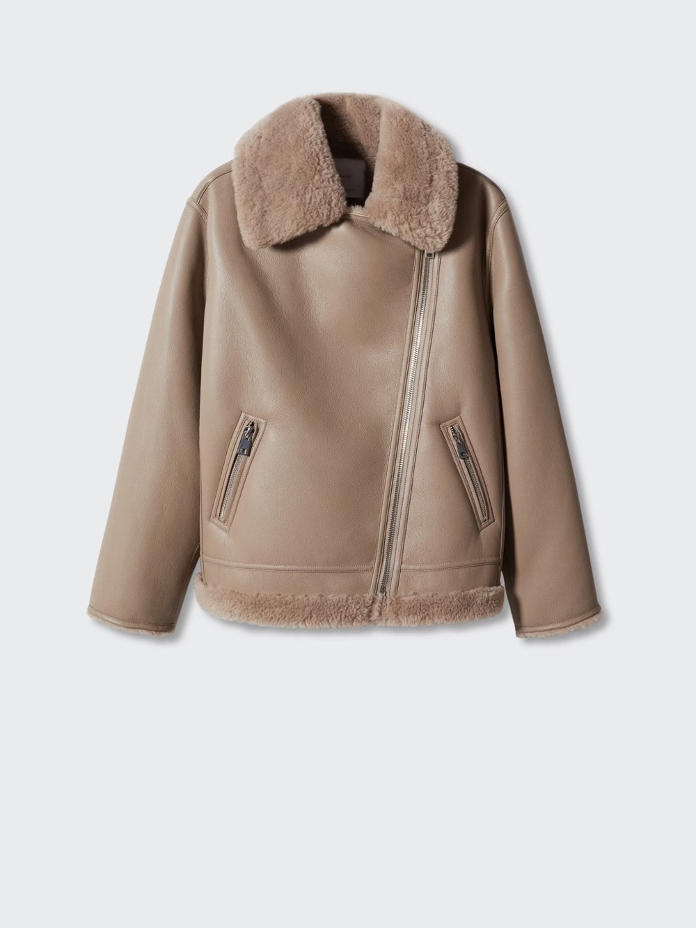 Mango Faux-Shearling Aviator Jacket